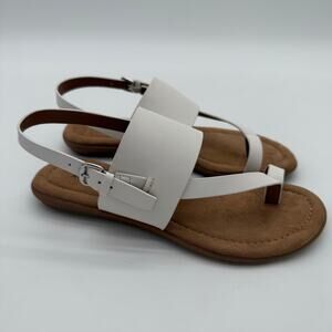 Aerosoles Awa Comfort Casual White Faux Leather Plush NWB Sandals 6